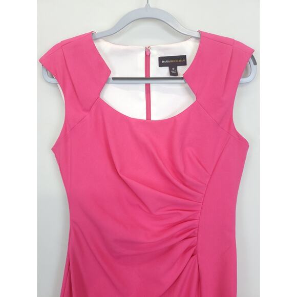 Dana Buchman Sheath Dress Ruched Cap Sleeve Women 10 Fuchsia Office Feminine - Picture 13 of 15